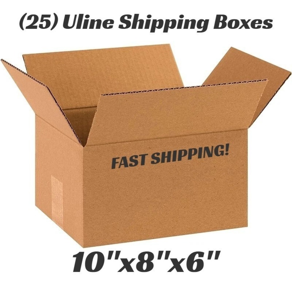 Lot of 25 - NEW Uline 10" x 8" x 6" Singlewall Corrugated Shipping Boxes S-4103